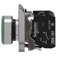 XB4BW33B5 Schneider - Harmony XB4 - poussoir lumineux LED complet vert - Ø22 - 24VACDC - 1NO+1NF
