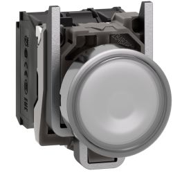 XB4BW31M5 Schneider - Harmony XB4 - poussoir lumineux LED complet blanc - Ø22 - 230V - 1NO+1NF