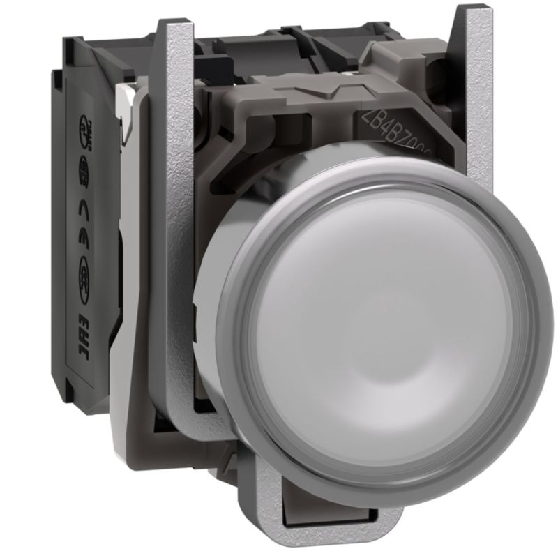 XB4BW31M5 Schneider - Harmony XB4 - poussoir lumineux LED complet blanc - Ø22 - 230V - 1NO+1NF