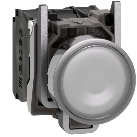 XB4BW31M5 Schneider - Harmony XB4 - poussoir lumineux LED complet blanc - Ø22 - 230V - 1NO+1NF