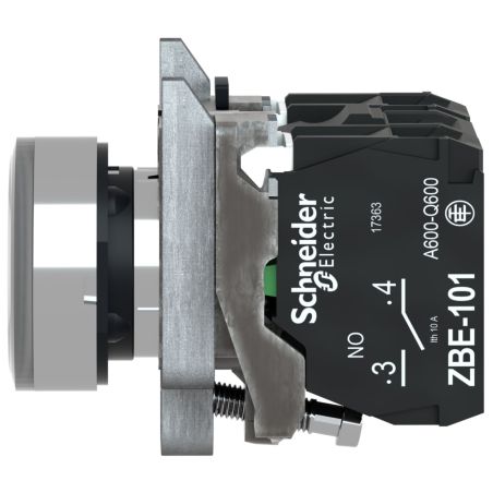 XB4BW31M5 Schneider - Harmony XB4 - poussoir lumineux LED complet blanc - Ø22 - 230V - 1NO+1NF