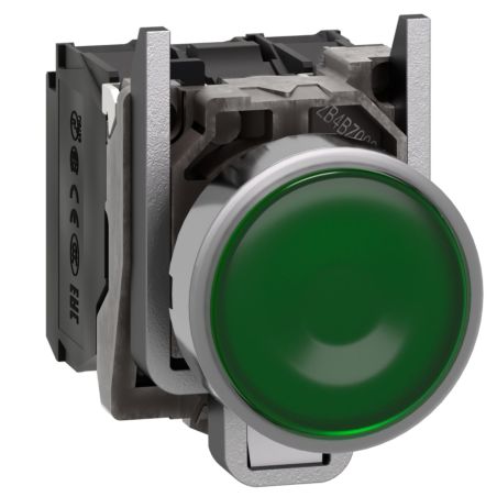 XB4BW33M5 Schneider - Harmony XB4 - poussoir lumineux LED complet vert - Ø22 - 230V - 1NO+1NF