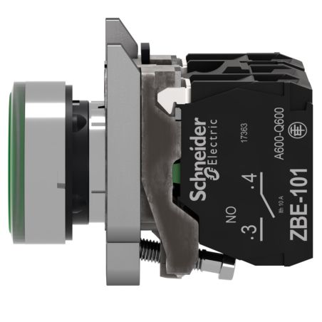XB4BW33M5 Schneider - Harmony XB4 - poussoir lumineux LED complet vert - Ø22 - 230V - 1NO+1NF