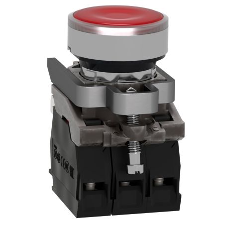 XB4BW34M5 Schneider - Harmony XB4 - poussoir lumineux LED complet rouge - Ø22 - 230V - 1NO+1NF