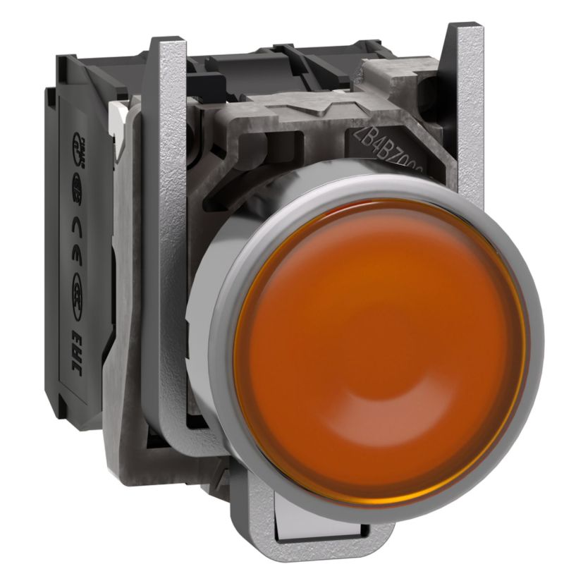 XB4BW35M5 Schneider - Harmony XB4 - poussoir lumineux LED complet orange - Ø22 - 230V - 1NO+1NF