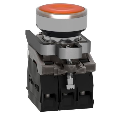 XB4BW35M5 Schneider - Harmony XB4 - poussoir lumineux LED complet orange - Ø22 - 230V - 1NO+1NF