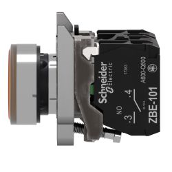 XB4BW35M5 Schneider - Harmony XB4 - poussoir lumineux LED complet orange - Ø22 - 230V - 1NO+1NF
