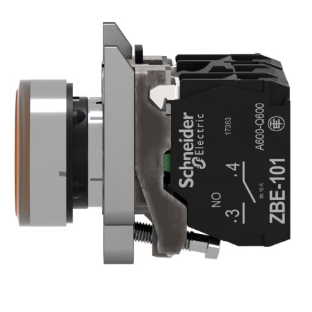 XB4BW35M5 Schneider - Harmony XB4 - poussoir lumineux LED complet orange - Ø22 - 230V - 1NO+1NF