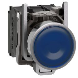 XB4BW36M5 Schneider - Harmony XB4 - poussoir lumineux LED complet bleu - Ø22 - 230V - 1NO+1NF