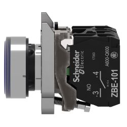 XB4BW36M5 Schneider - Harmony XB4 - poussoir lumineux LED complet bleu - Ø22 - 230V - 1NO+1NF