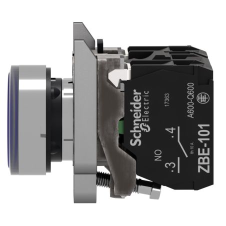 XB4BW36M5 Schneider - Harmony XB4 - poussoir lumineux LED complet bleu - Ø22 - 230V - 1NO+1NF