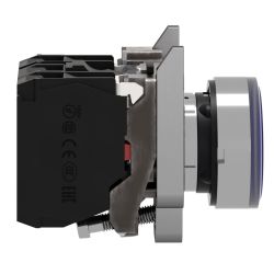 XB4BW36M5 Schneider - Harmony XB4 - poussoir lumineux LED complet bleu - Ø22 - 230V - 1NO+1NF