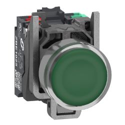 XB4BW33B55 Schneider - Harmony XB4 - poussoir lumineux LED complet vert - Ø22 - 24VACDC - 1NO+1NF