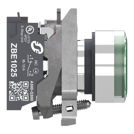 XB4BW33B55 Schneider - Harmony XB4 - poussoir lumineux LED complet vert - Ø22 - 24VACDC - 1NO+1NF