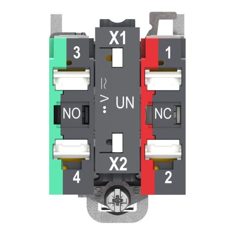 XB4BW33B55 Schneider - Harmony XB4 - poussoir lumineux LED complet vert - Ø22 - 24VACDC - 1NO+1NF