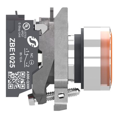 XB4BW35B55 Schneider - Harmony XB4 - poussoir lumineux LED complet orange - Ø22 - 24VACDC - 1NO+1NF