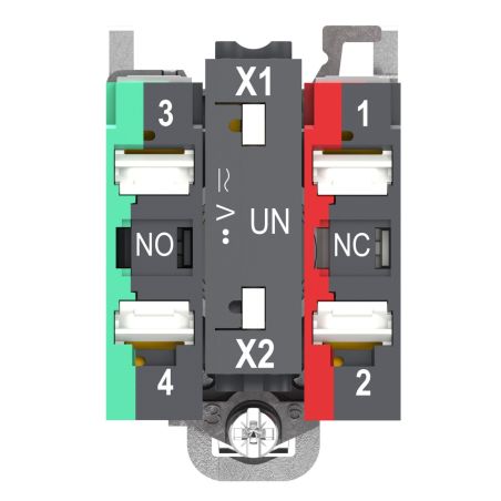 XB4BW35B55 Schneider - Harmony XB4 - poussoir lumineux LED complet orange - Ø22 - 24VACDC - 1NO+1NF