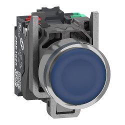 XB4BW36B55 Schneider - Harmony XB4 - poussoir lumineux LED complet bleu - Ø22 - 24VACDC - 1NO+1NF