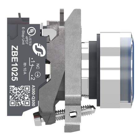 XB4BW36B55 Schneider - Harmony XB4 - poussoir lumineux LED complet bleu - Ø22 - 24VACDC - 1NO+1NF
