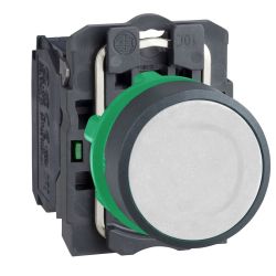 XB5AA11 Schneider - Harmony - bouton poussoir affleurant complet - Ø22 - blanc - 1NO