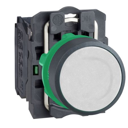 XB5AA11 Schneider - Harmony - bouton poussoir affleurant complet - Ø22 - blanc - 1NO