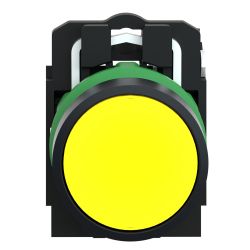 XB5AA51 Schneider - Harmony XB5 - bouton poussoir affleurant complet - Ø22 - jaune - 1NO