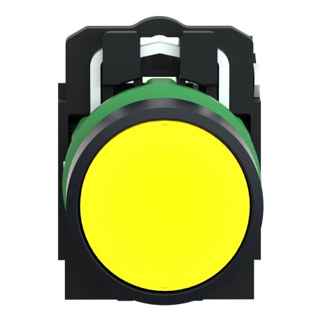 XB5AA51 Schneider - Harmony XB5 - bouton poussoir affleurant complet - Ø22 - jaune - 1NO