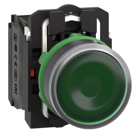 XB5AW33B5 Schneider - Harmony XB5 - bouton poussoir lumineux vert Ø22 - impulsion - 24V - 1NO+1NF