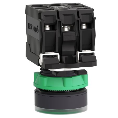XB5AW33B5 Schneider - Harmony XB5 - bouton poussoir lumineux vert Ø22 - impulsion - 24V - 1NO+1NF