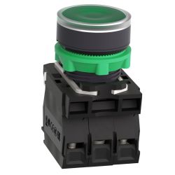 XB5AW33B5 Schneider - Harmony XB5 - bouton poussoir lumineux vert Ø22 - impulsion - 24V - 1NO+1NF