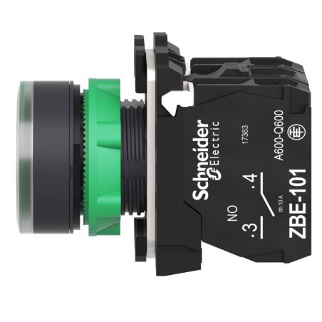 XB5AW33B5 Schneider - Harmony XB5 - bouton poussoir lumineux vert Ø22 - impulsion - 24V - 1NO+1NF