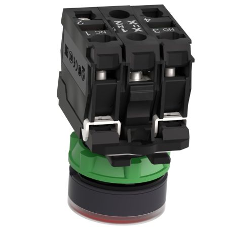 XB5AW34B5 Schneider - Harmony XB5 - bouton poussoir lumineux rouge Ø22 - impulsion - 24V - 1NO+1NF