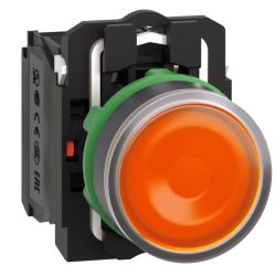 XB5AW35B5 Schneider - Harmony XB5 - bouton poussoir lumineux orange Ø22 - impulsion - 24V - 1NO+1NF