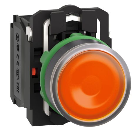 XB5AW35B5 Schneider - Harmony XB5 - bouton poussoir lumineux orange Ø22 - impulsion - 24V - 1NO+1NF