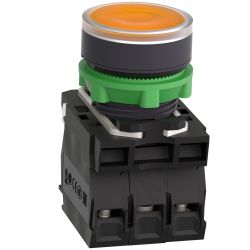 XB5AW35B5 Schneider - Harmony XB5 - bouton poussoir lumineux orange Ø22 - impulsion - 24V - 1NO+1NF