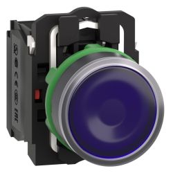 XB5AW36B5 Schneider - Harmony XB5 - bouton poussoir lumineux bleu Ø22 - impulsion - 24V - 1NO+1NF