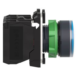 XB5AW36B5 Schneider - Harmony XB5 - bouton poussoir lumineux bleu Ø22 - impulsion - 24V - 1NO+1NF