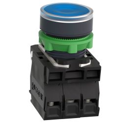XB5AW36B5 Schneider - Harmony XB5 - bouton poussoir lumineux bleu Ø22 - impulsion - 24V - 1NO+1NF