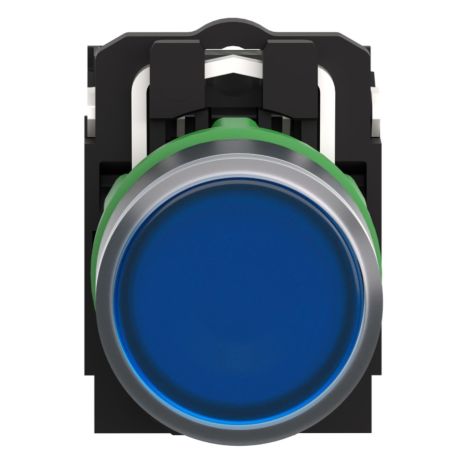 XB5AW36B5 Schneider - Harmony XB5 - bouton poussoir lumineux bleu Ø22 - impulsion - 24V - 1NO+1NF