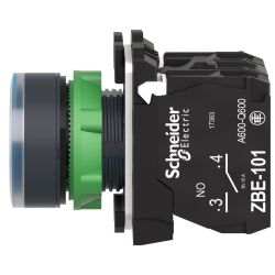 XB5AW36B5 Schneider - Harmony XB5 - bouton poussoir lumineux bleu Ø22 - impulsion - 24V - 1NO+1NF