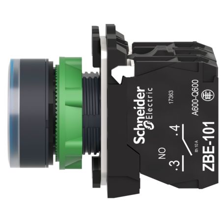 XB5AW36B5 Schneider - Harmony XB5 - bouton poussoir lumineux bleu Ø22 - impulsion - 24V - 1NO+1NF
