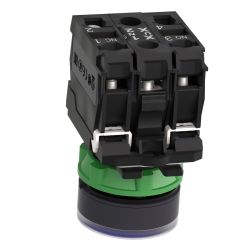 XB5AW36B5 Schneider - Harmony XB5 - bouton poussoir lumineux bleu Ø22 - impulsion - 24V - 1NO+1NF