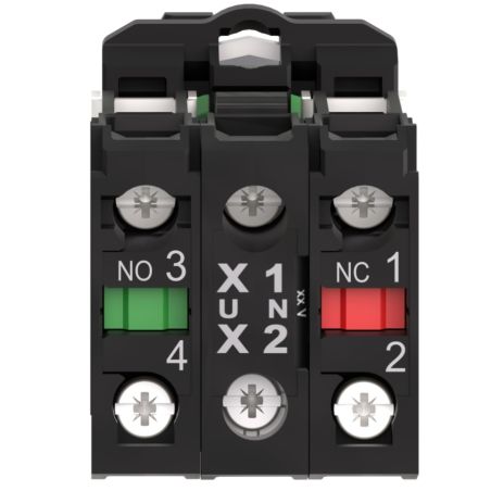 XB5AW36B5 Schneider - Harmony XB5 - bouton poussoir lumineux bleu Ø22 - impulsion - 24V - 1NO+1NF