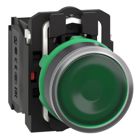 XB5AW33M5 Schneider - Harmony XB5 - bouton poussoir lumineux vert Ø22 - impulsion - 240V - 1NO+1NF