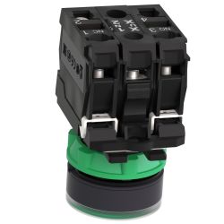 XB5AW33M5 Schneider - Harmony XB5 - bouton poussoir lumineux vert Ø22 - impulsion - 240V - 1NO+1NF