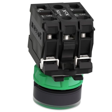 XB5AW33M5 Schneider - Harmony XB5 - bouton poussoir lumineux vert Ø22 - impulsion - 240V - 1NO+1NF