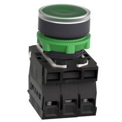 XB5AW33M5 Schneider - Harmony XB5 - bouton poussoir lumineux vert Ø22 - impulsion - 240V - 1NO+1NF