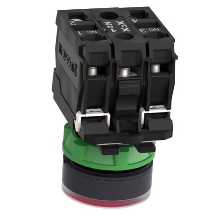 XB5AW34M5 Schneider - Harmony XB5 - bouton poussoir lumineux rouge Ø22 - impulsion - 240V - 1NO+1NF