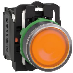 XB5AW35M5 Schneider - Harmony XB5 - bouton poussoir lumineux orange Ø22 - impulsion - 240V - 1NO+1NF