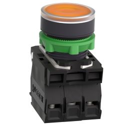 XB5AW35M5 Schneider - Harmony XB5 - bouton poussoir lumineux orange Ø22 - impulsion - 240V - 1NO+1NF